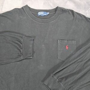 Polo Ralph Lauren Pocket T Shirt Mens 2XB BIG  Black Long Sleeve Casual